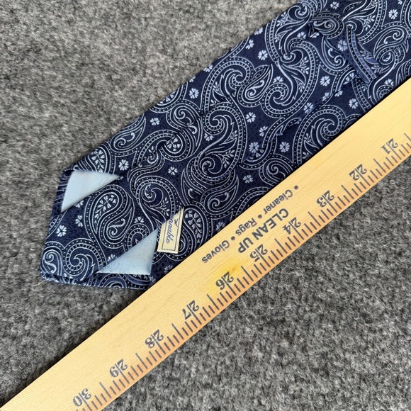 Faconnable Lot of 2 Mens Silk Dress Ties Blue Paisley Geometric Formal Neckwear - Picture 7 of 9